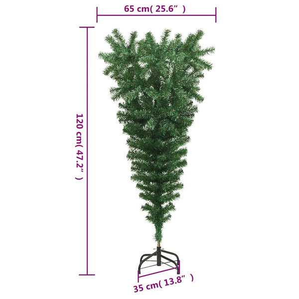 vidaXL Artificial Christmas Tree with Stand Upside Down Green 120 cm