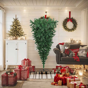 vidaXL Artificial Christmas Tree with Stand Upside Down Green 180 cm