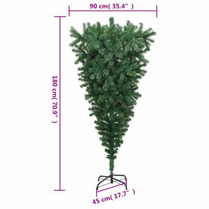 vidaXL Artificial Christmas Tree with Stand Upside Down Green 180 cm