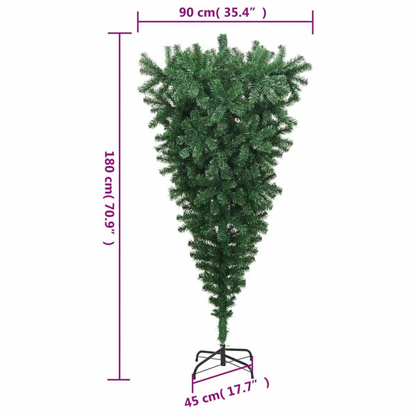 vidaXL Artificial Christmas Tree with Stand Upside Down Green 180 cm