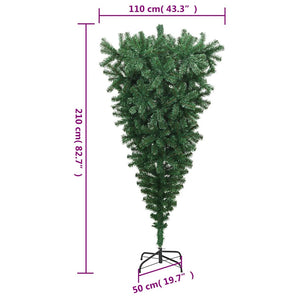vidaXL Artificial Christmas Tree with Stand Inverted Green 210 cm