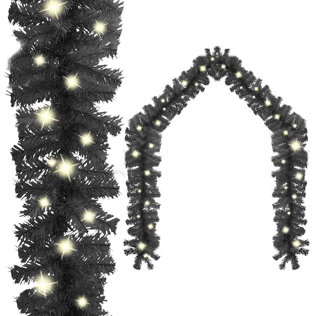 vidaXL Christmas Garland with LED 10 m Black
