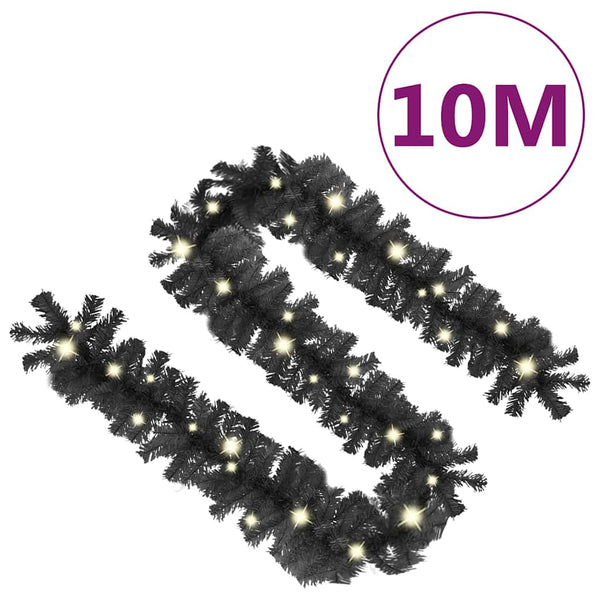 vidaXL Christmas Garland with LED 10 m Black