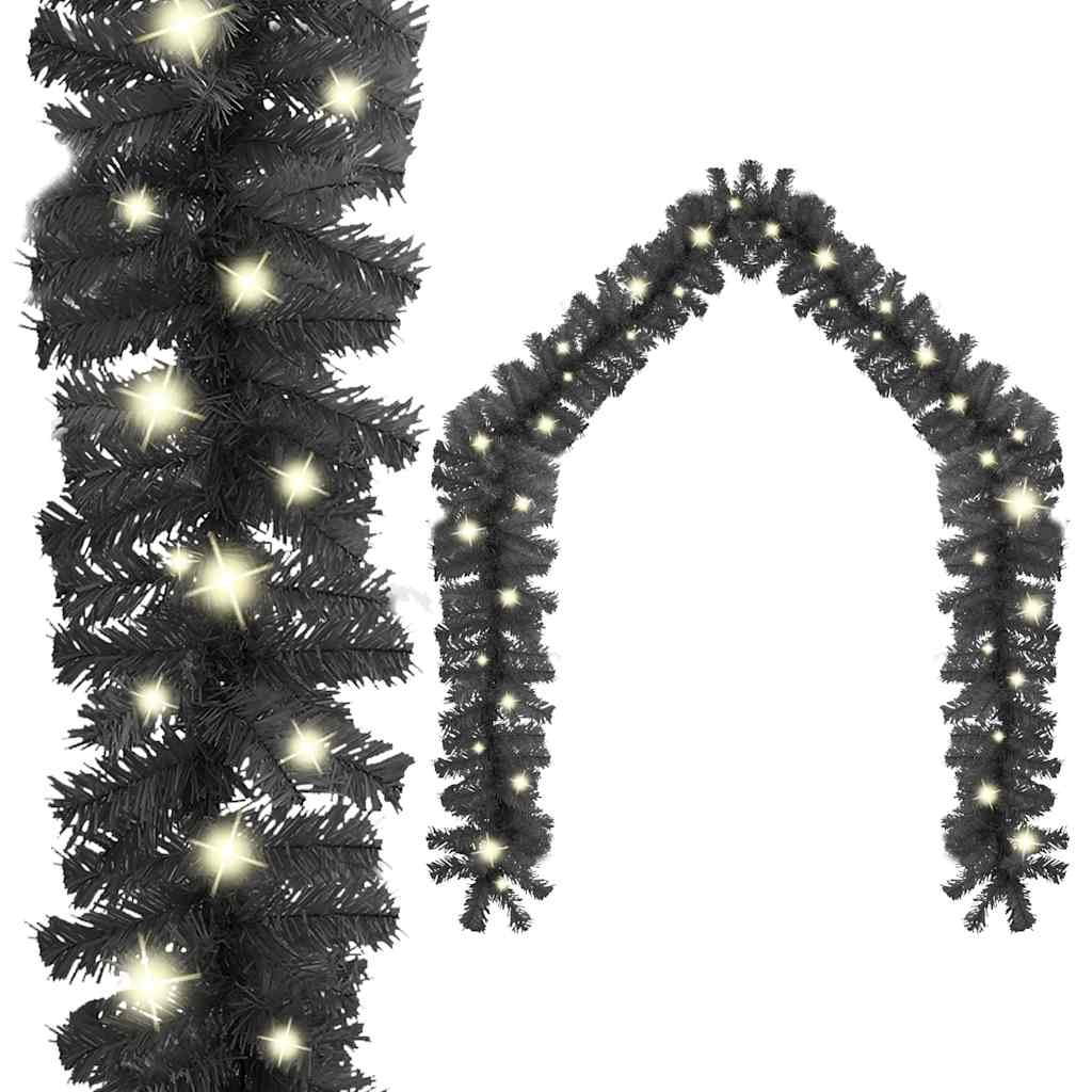 vidaXL Christmas Garland with LED 20 m Black