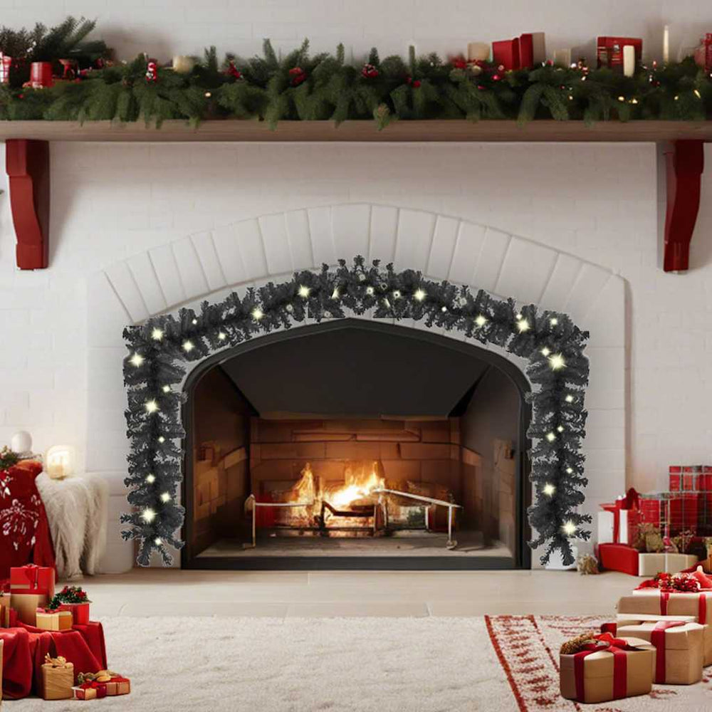 vidaXL Christmas Garland with LED 20 m Black
