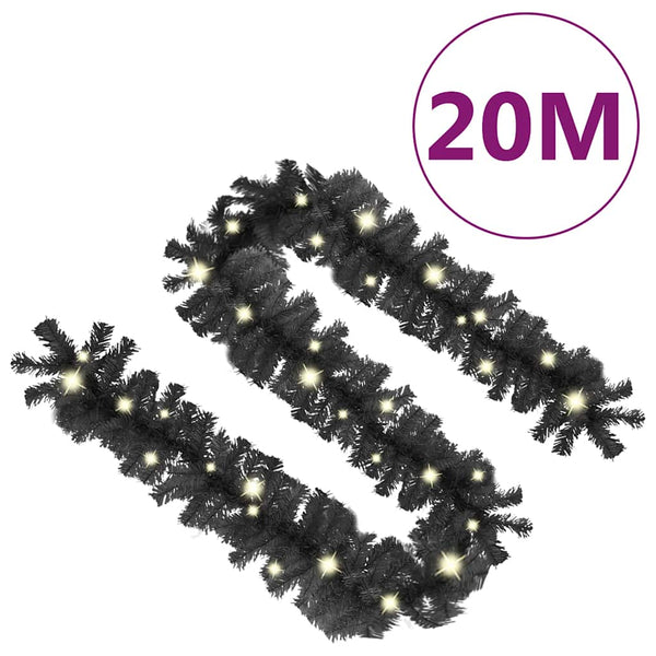 vidaXL Christmas Garland with LED 20 m Black