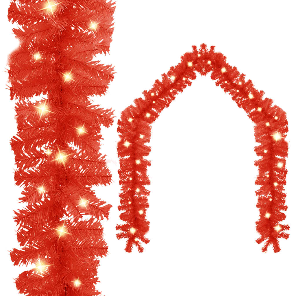 vidaXL Christmas Garland with LED 5 m Red