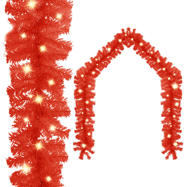 vidaXL Christmas Garland with LED 5 m Red