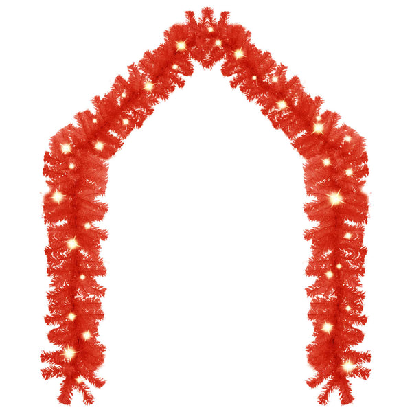 vidaXL Christmas Garland with LED 10 m Red
