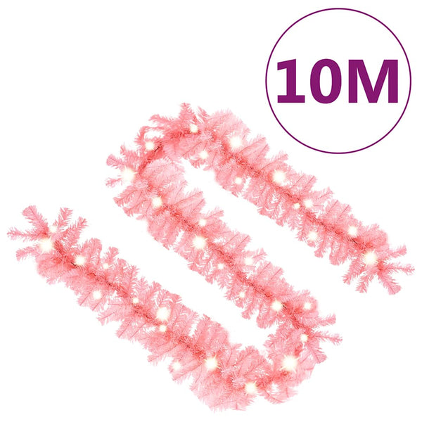 vidaXL Christmas Garland with LED 10 m Pink