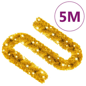 vidaXL Christmas Garland with LED 5 m Golden