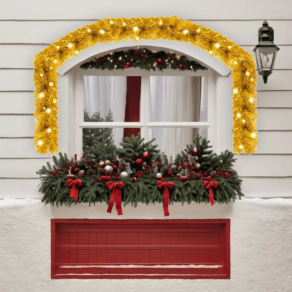 vidaXL Christmas Garland with LED 10 m Gold