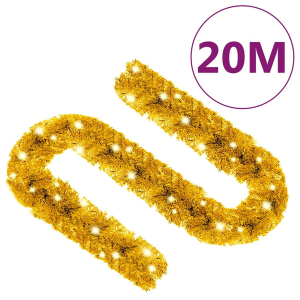 vidaXL Christmas Garland with LED 20 m Gold