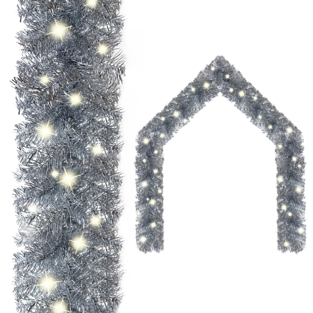 vidaXL Christmas Garland with LED 10 m Silver