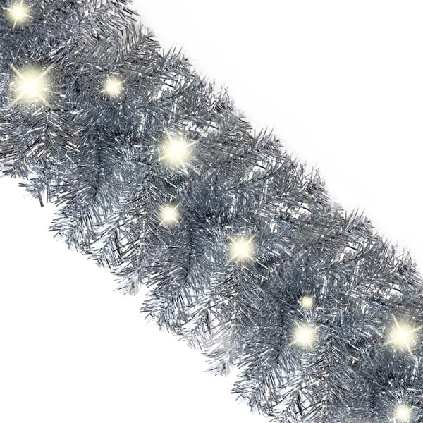 vidaXL Christmas Garland with LED 10 m Silver