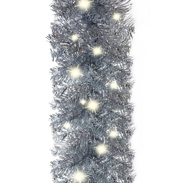 vidaXL Christmas Garland with LED 10 m Silver