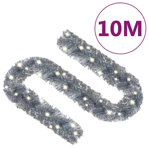 vidaXL Christmas Garland with LED 10 m Silver
