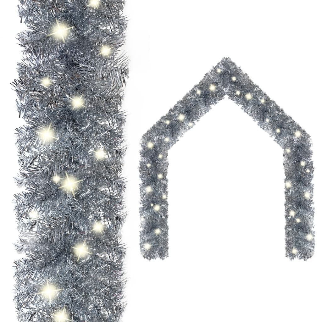 vidaXL Christmas Garland with LED 20 m Silver