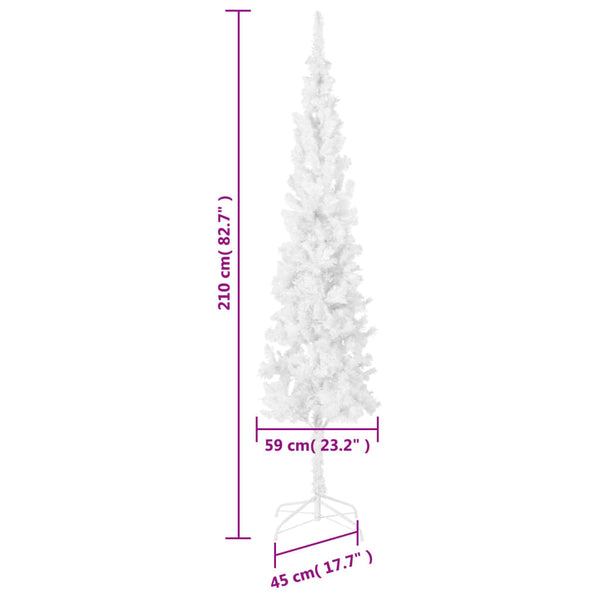 vidaXL Slim Christmas Tree White 210 cm