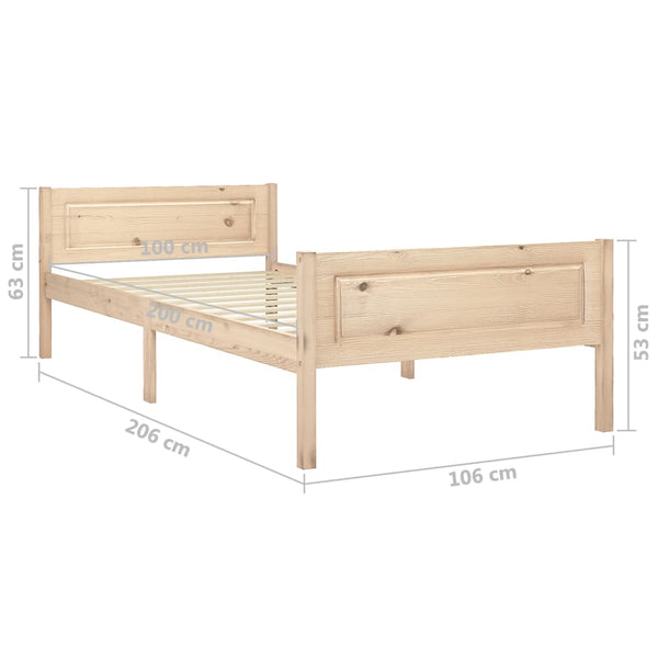 vidaXL Solid Pine Bed 100x200 cm