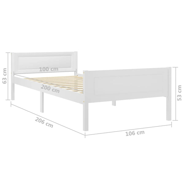 vidaXL Solid Pine Bed White 100x200 cm