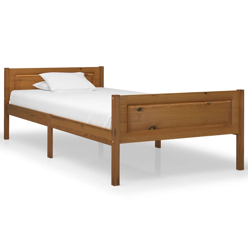 vidaXL Solid Pine Bed Honey Brown 100x200 cm