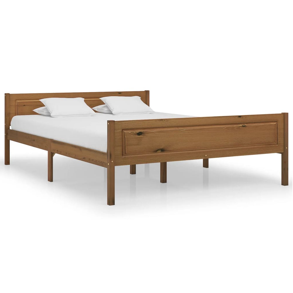 vidaXL Solid Pine Bed Honey Brown 120x200 cm
