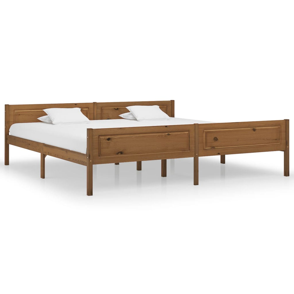 vidaXL Solid Pine Bed Honey Brown 200x200 cm