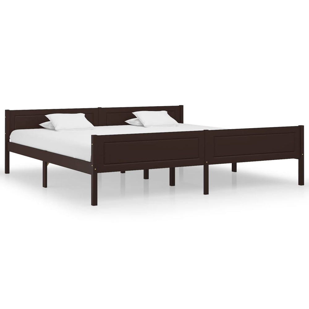 vidaXL Solid Pine Bed Dark Brown 200x200 cm