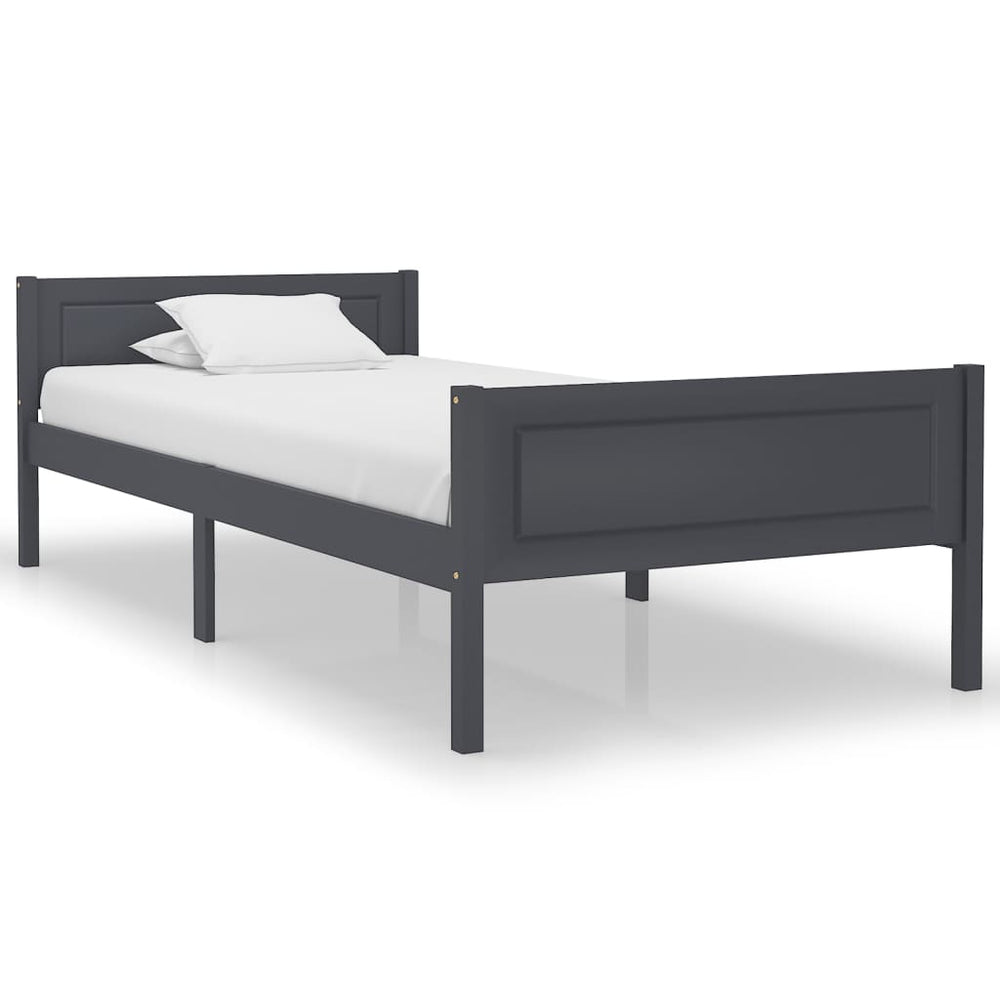 vidaXL Solid Pine Bed Grey 100x200 cm