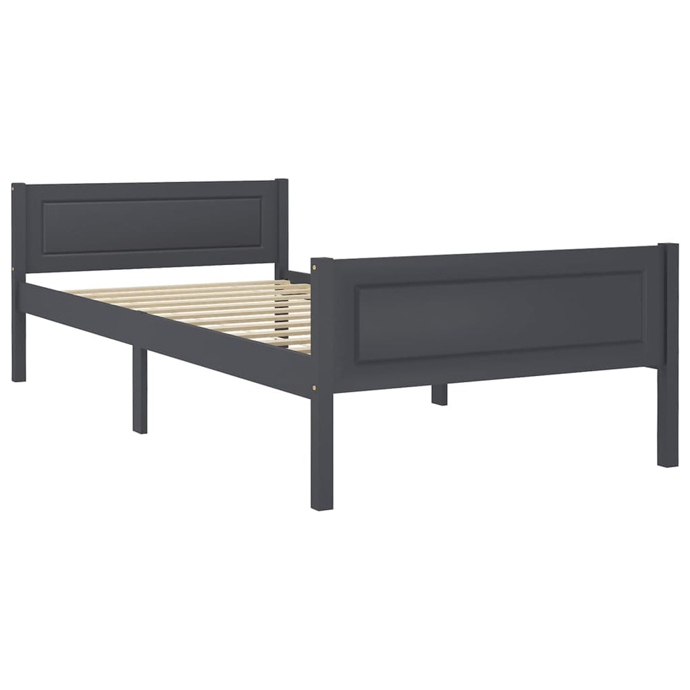 vidaXL Solid Pine Bed Grey 100x200 cm