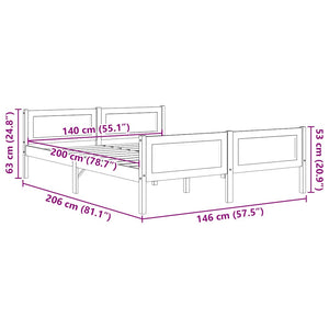 vidaXL Solid Pine Bed Grey 140x200 cm