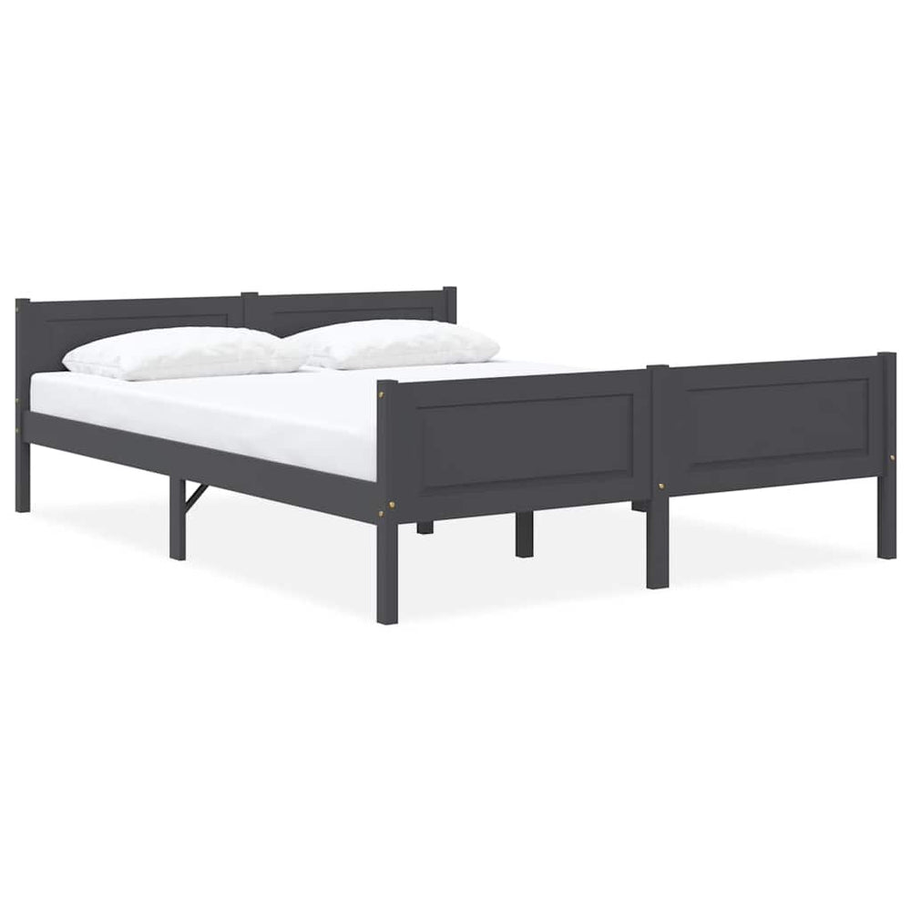 vidaXL Solid Pine Bed Grey 160x200 cm