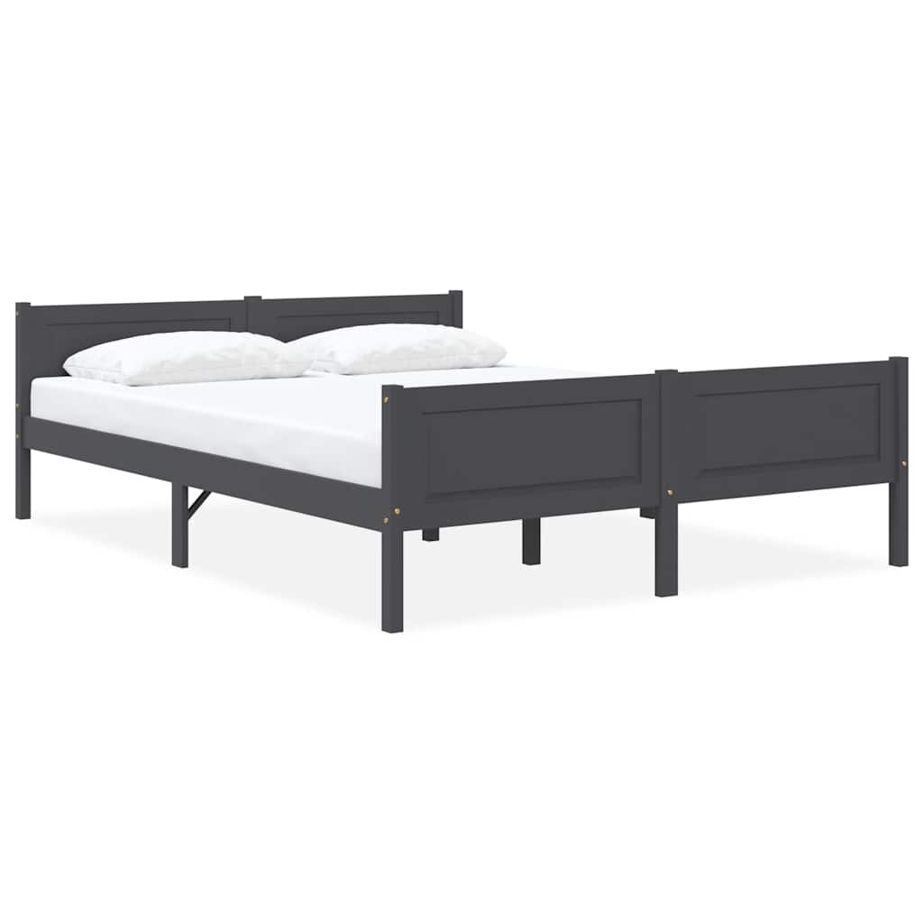 vidaXL Solid Pine Bed Grey 160x200 cm