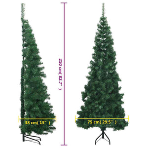 vidaXL Artificial Corner Christmas Tree Green 210 cm PVC