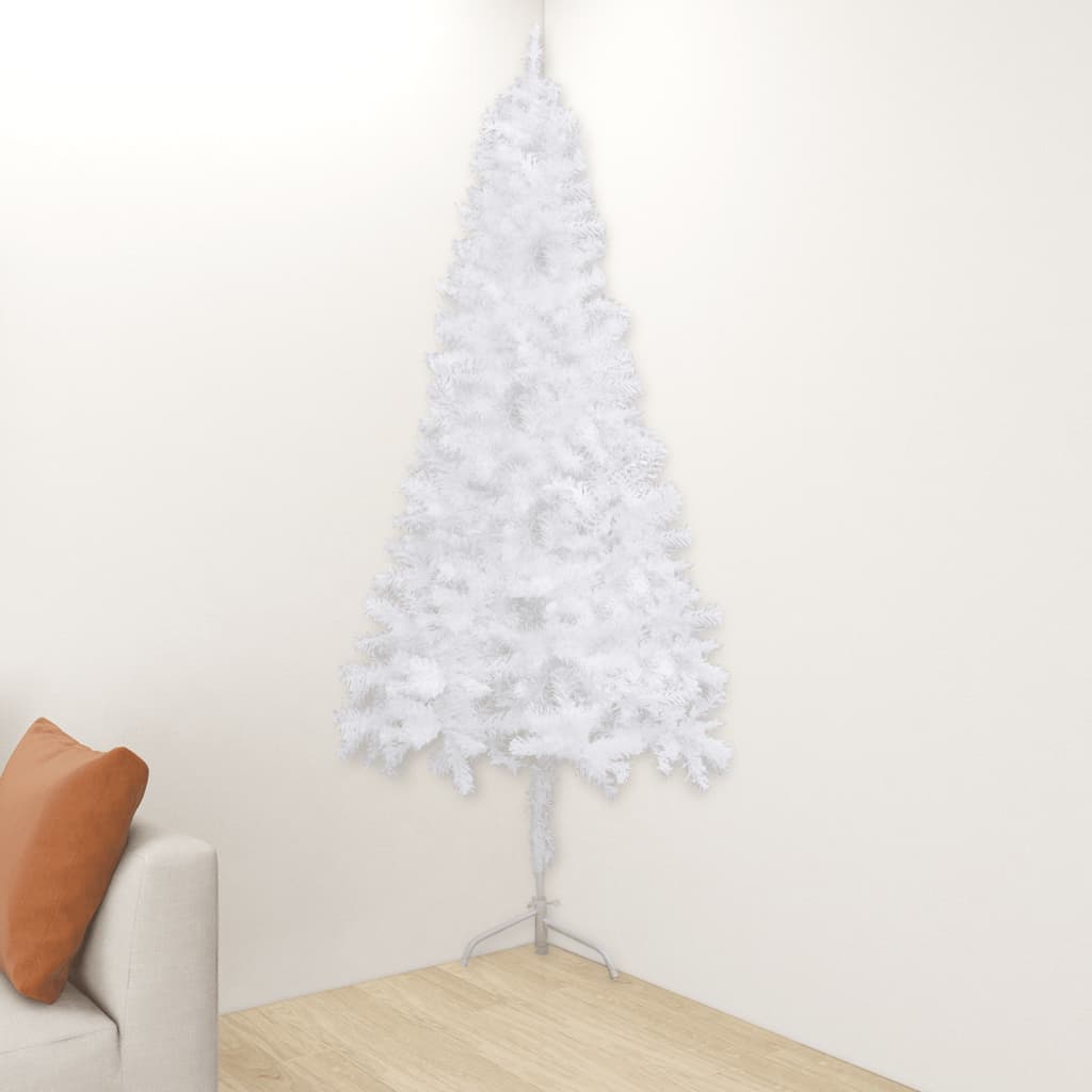 vidaXL Artificial Corner Christmas Tree White 240 cm PVC