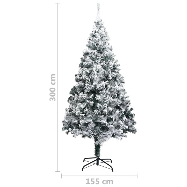vidaXL Flocked Artificial Christmas Tree Green 300 cm PVC