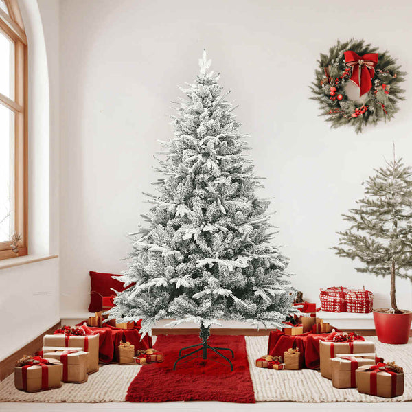 vidaXL Artificial Christmas Tree Snowy Green 180 cm PVC PE