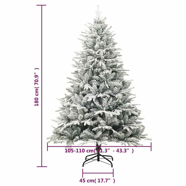 vidaXL Artificial Christmas Tree Snowy Green 180 cm PVC PE