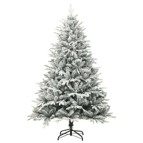 vidaXL Artificial Christmas Tree Snowy Green 210 cm PVC PE
