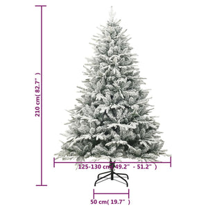 vidaXL Artificial Christmas Tree Snowy Green 210 cm PVC PE