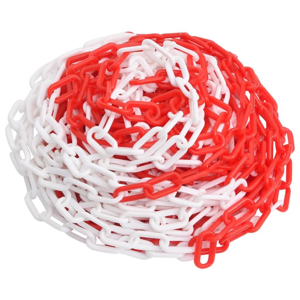 vidaXL Barrier Chain Red and White 100 m Ø4 mm Plastic