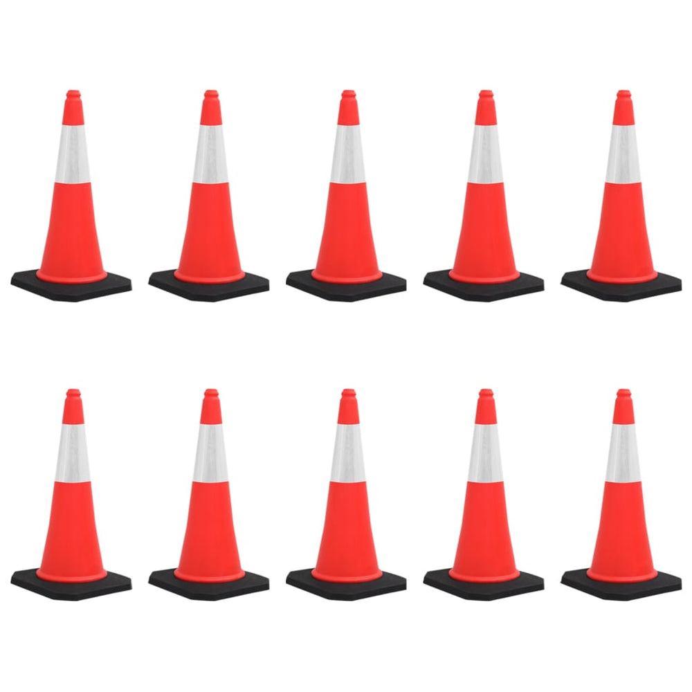 vidaXL Reflective Traffic Cones with Heavy Base 10 pcs 75 cm
