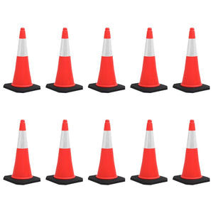 vidaXL Reflective Traffic Cones with Heavy Base 10 pcs 75 cm