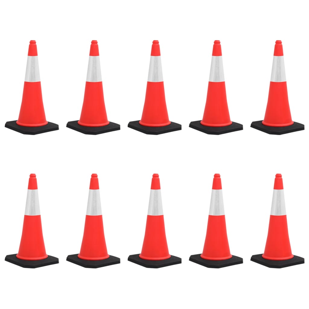vidaXL Reflective Traffic Cones with Heavy Base 10 pcs 75 cm