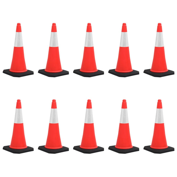 vidaXL Reflective Traffic Cones with Heavy Base 10 pcs 75 cm
