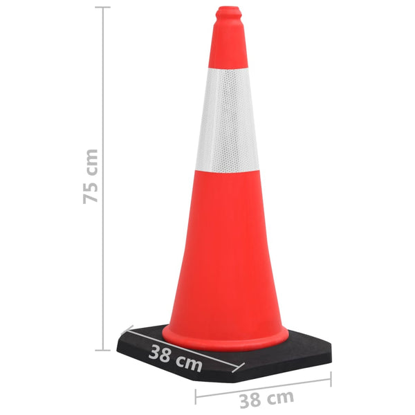 vidaXL Reflective Traffic Cones with Heavy Base 10 pcs 75 cm