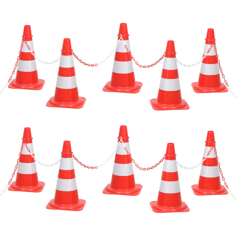 vidaXL Traffic Cone Set with 10 m Chain Red and White