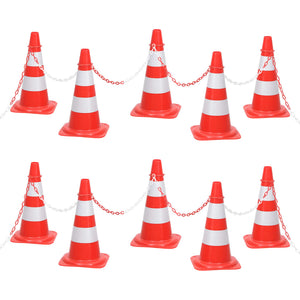 vidaXL Traffic Cone Set with 10 m Chain Red and White