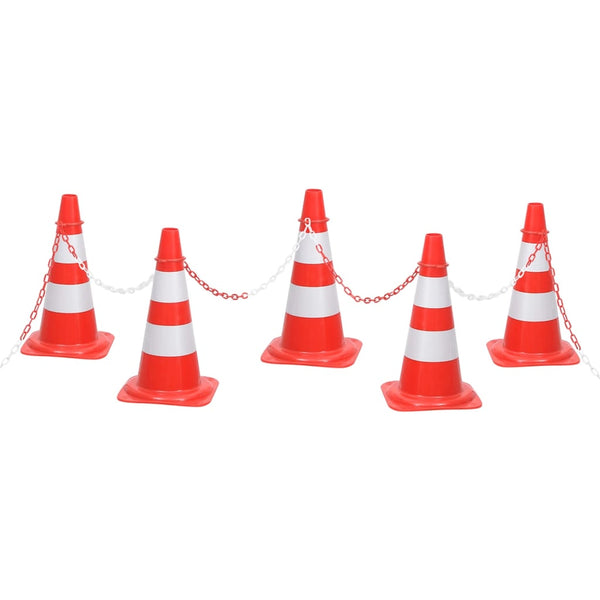 vidaXL Traffic Cone Set with 10 m Chain Red and White